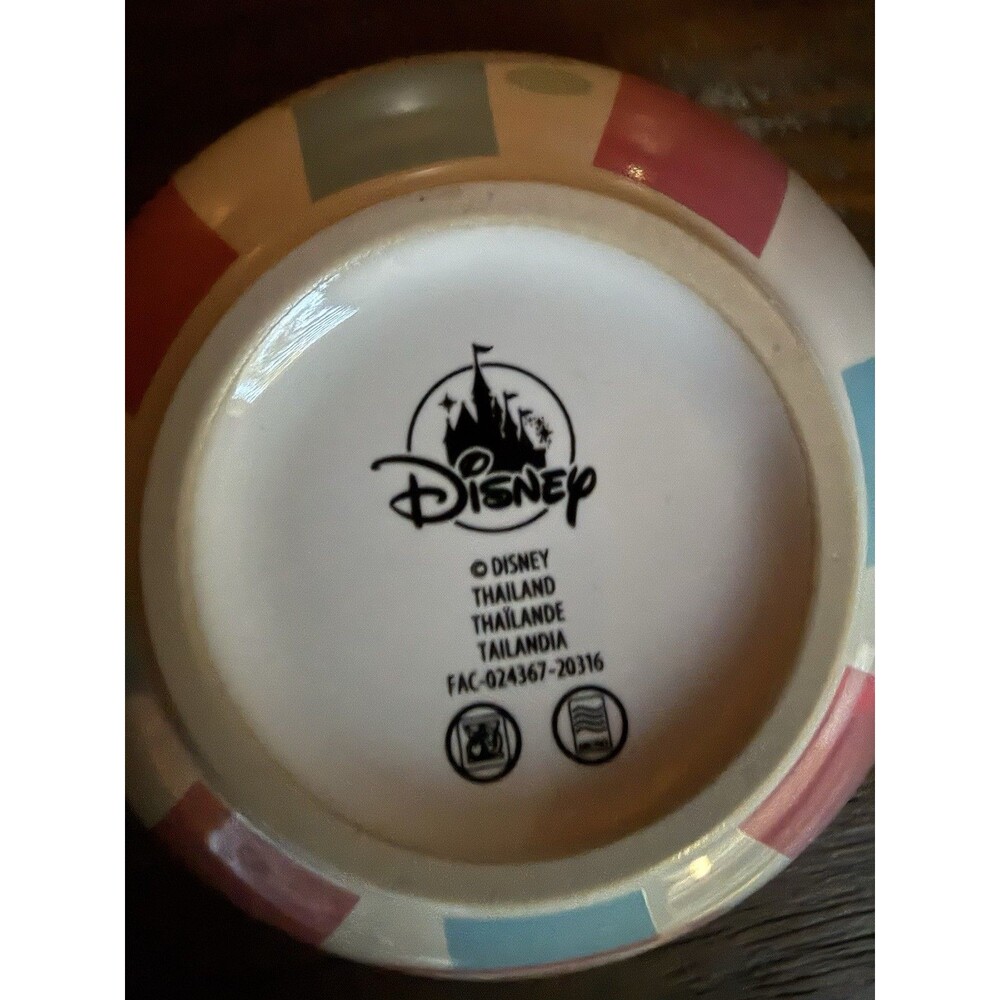 Disney Parks Ceramic Small Bowl Dumbo White Rabbit Mickey Circus Pastel Striped - Picture 2 of 6